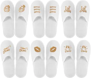 12 Pairs Disposable Wedding Slippers Disposable Hotel Slippers for Guests Bride Bridesmaid Gifts for Travel Spa Home Bridal Shower Women Closed Toe (US Men Size 10,Women 11)