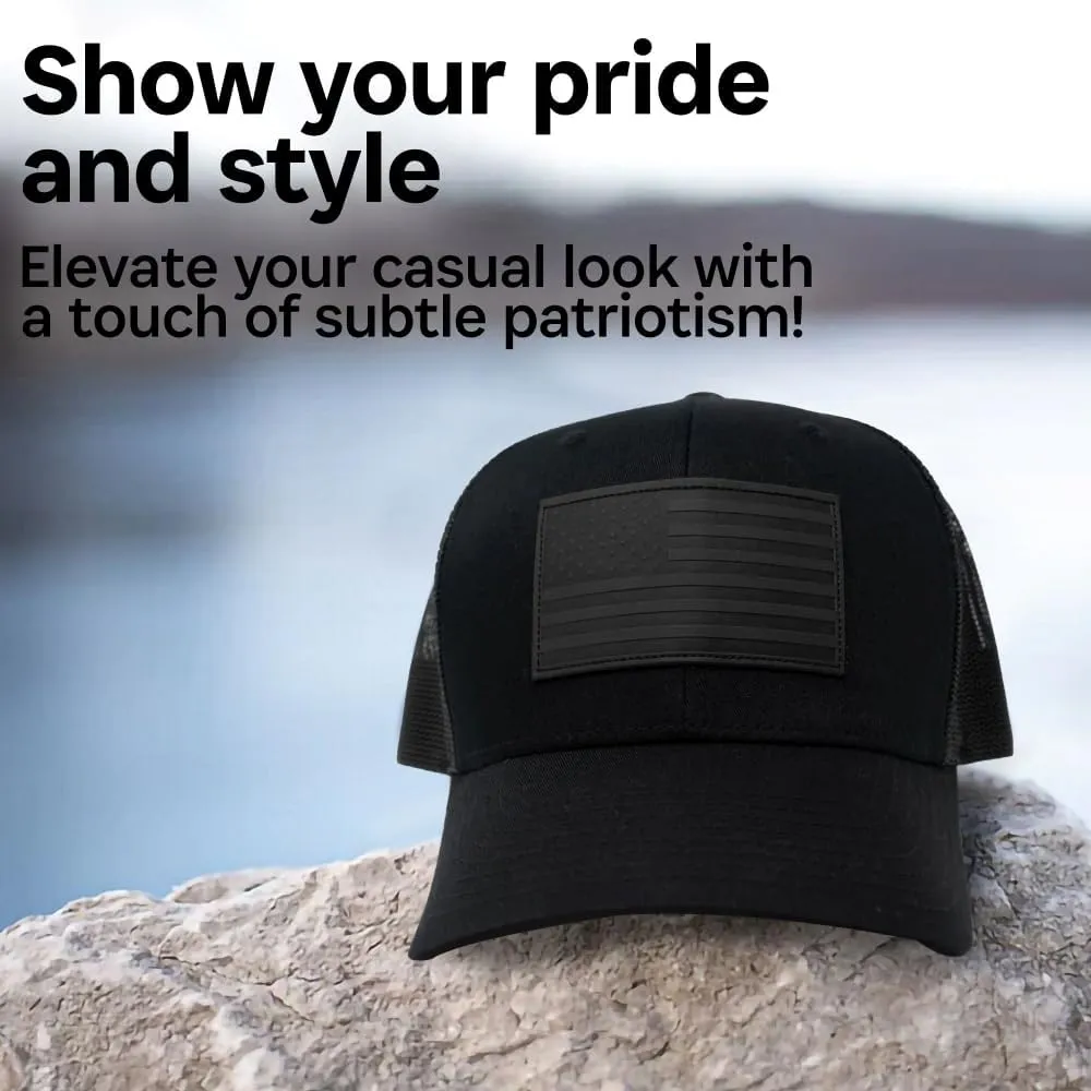 13 STRIPES American Flag Hat – Leather Patch Mesh Back Snapback Hat for Men & Women USA Flag Trucker Hat, Casual Unisex Hat