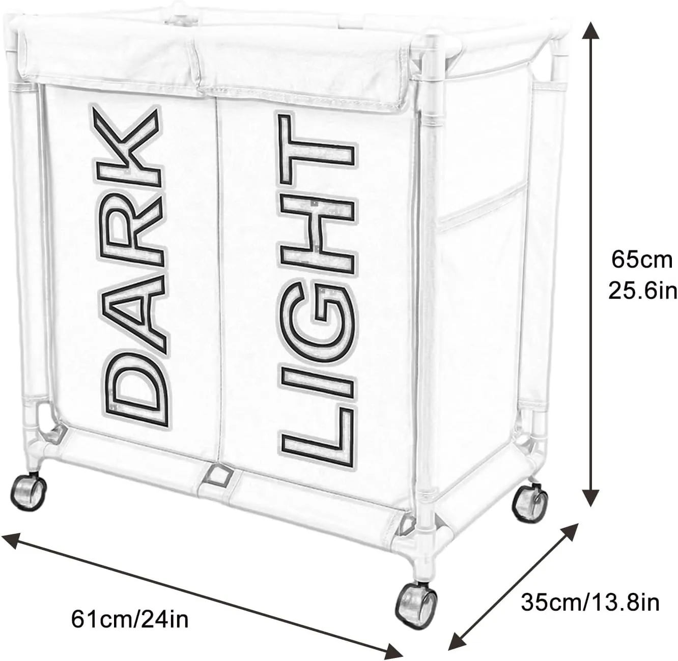 138L Double Laundry Hamper with Lid, Collapsible Laundry Sorter 2 Section, Laundry Cart Divided Laundry Basket on Wheels, Dirty Clothes Organiser for Clothes & Toys Storage(Gray)