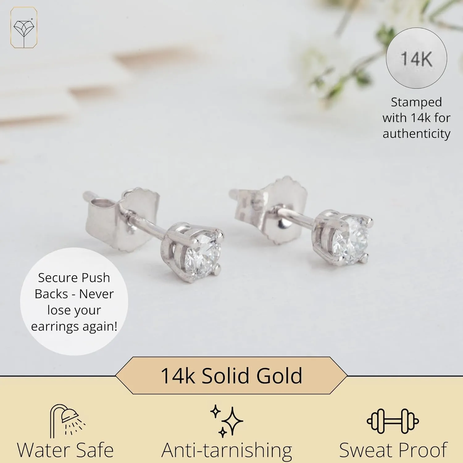 1/4-2 Carat IGI Certified Lab Grown Diamond Stud Earrings | Solitaire Real Diamonds Earring for Women in I-J Color & SI1-SI2 Clarity | 14K Gold Diamond Studs with Secure Backs by MAX   STONE