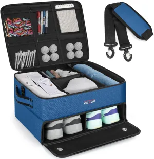 2 Layer Golf Trunk Organizer, Golf Trunk Locker with Separate Compartment for 2 Pair Shoes, Golf Trunk Storage for Balls, Tees, Clothes, Gloves, Accessories