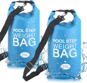 2 Pack Pool Step Weights, 500D PVC Waterproof Heavy Duty Pool Ladder Sand Bags for Weight w/Nylon Handle, 10L Universal Pool Step Weights/Pool Ladder Weights for Above Ground Pools (Sky Blue)