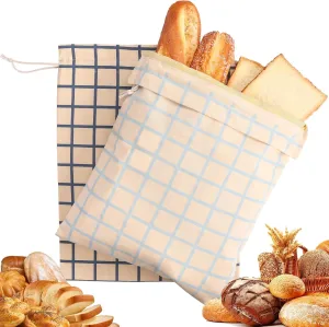 2 Pack Reusable Linen Beeswax Bread Bags for Homemade Bread Sourdough Storage