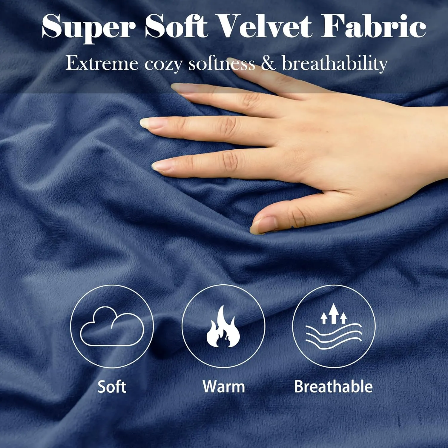 2 Pack Zippered Velvet Standard Pillowcases, Super Soft and Cozy Luxury Fuzzy Flannel Pillow Cases with Zipper, 20x26 Inches, Navy Blue