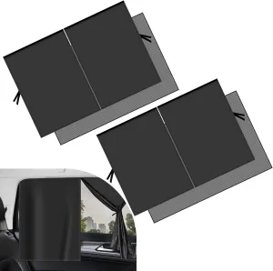 2 PCS Side Window Shade, Semi-shading Semi-permeable Anti-glare Heat-insulating Protective Curtains, Adsorption-type Rear Window Free-lifting Breathable Privacy Covers, for Most Cars (Black)