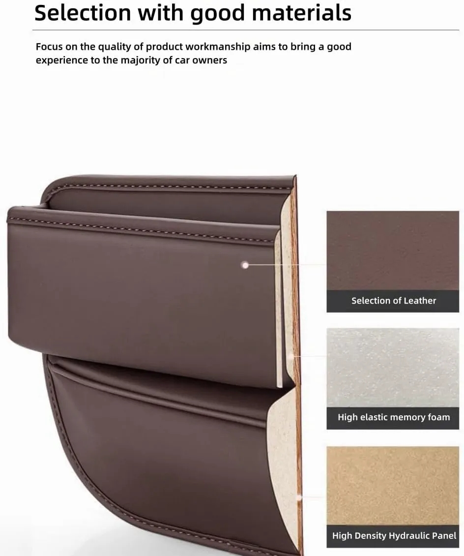 2024 New Seat Car Leather Cup Holder Gap Bag, Adjustable Car Seat Storage Box, Gap Filler Organizer with Cup Holder for Phones Glasses Keys Cards (Driver Side,Black), QCBJ0527