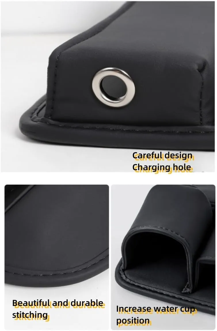 2024 New Seat Car Leather Cup Holder Gap Bag, Adjustable Car Seat Storage Box, Gap Filler Organizer with Cup Holder for Phones Glasses Keys Cards (Driver Side,Black), QCBJ0527