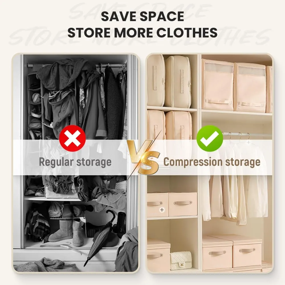 2025 Ultra Space Saving Self Compression Organizer, Portable Heavy Duty Moving Tote Comforter Storage Bag, Upgrade Quilt Compression Storage Bag Packaging Cube Bedding Storage Bag (Khaki, X-Large)