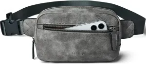 2L Fanny Packs Everywhere Belt Bag Small Fashion Crossbody Waist Pack Faux Leather Waterproof Sling Chest Bag For Women Trendy Grey
