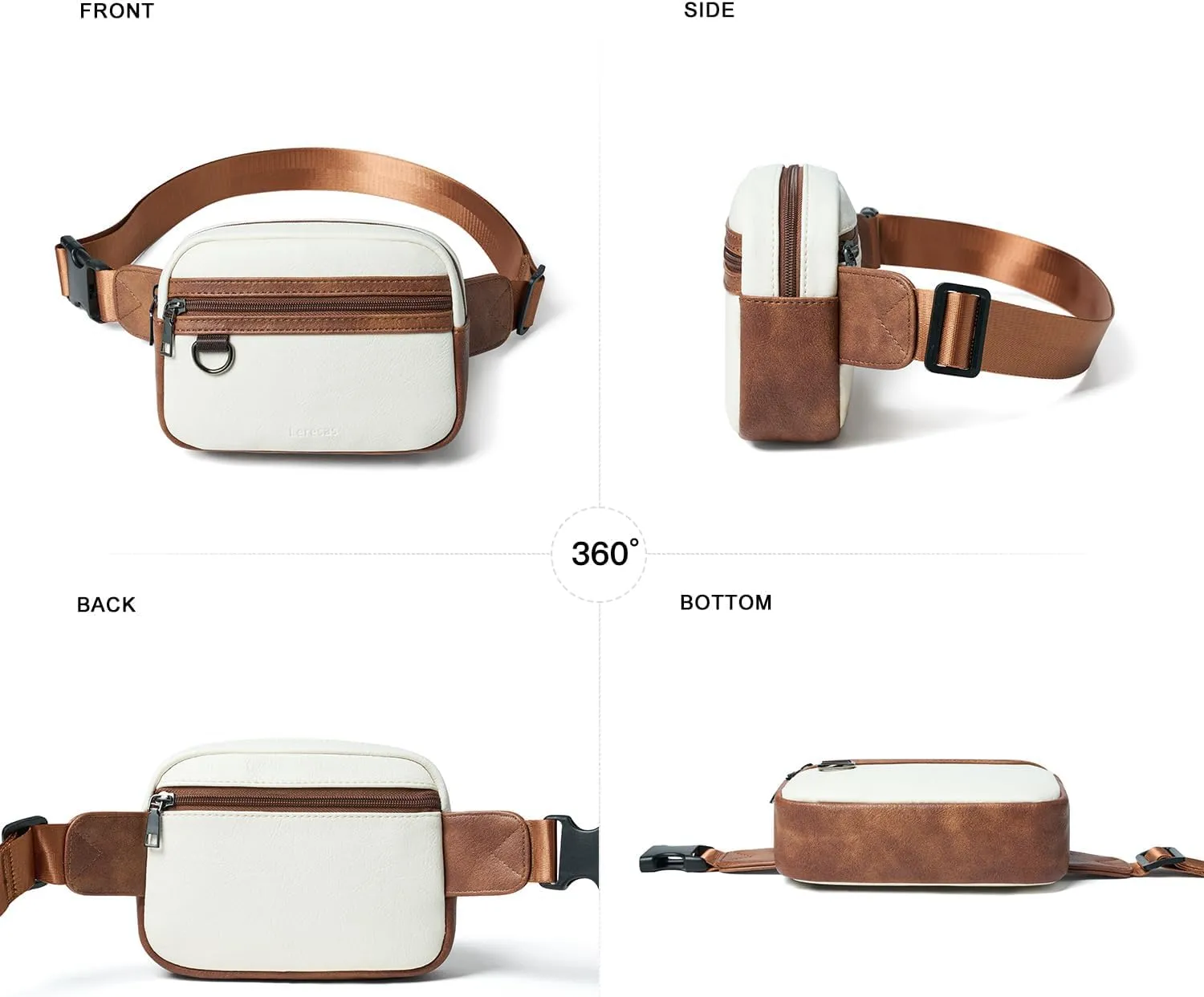 2L Fanny Packs for Women Everywhere Belt Bag Chic Waist Pack Bag Crossbody Purse Faux Leather Travel Cycling Beige