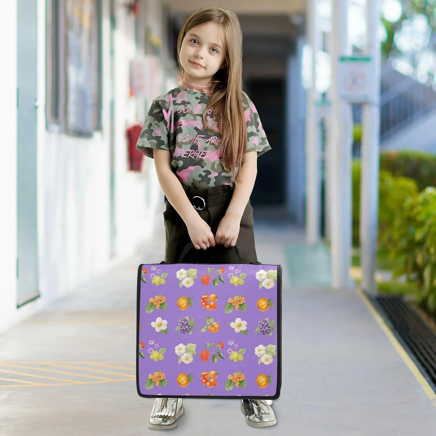3 Rings 1.5 inch Binder with Extra Pockets with Handle and Removable Shoulder Strap Includes Zip Pocket Portable Home Travel Safe Storage Bag for School/Office Beauty Cloudberry Fruit