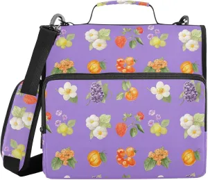 3 Rings 1.5 inch Binder with Extra Pockets with Handle and Removable Shoulder Strap Includes Zip Pocket Portable Home Travel Safe Storage Bag for School/Office Beauty Cloudberry Fruit