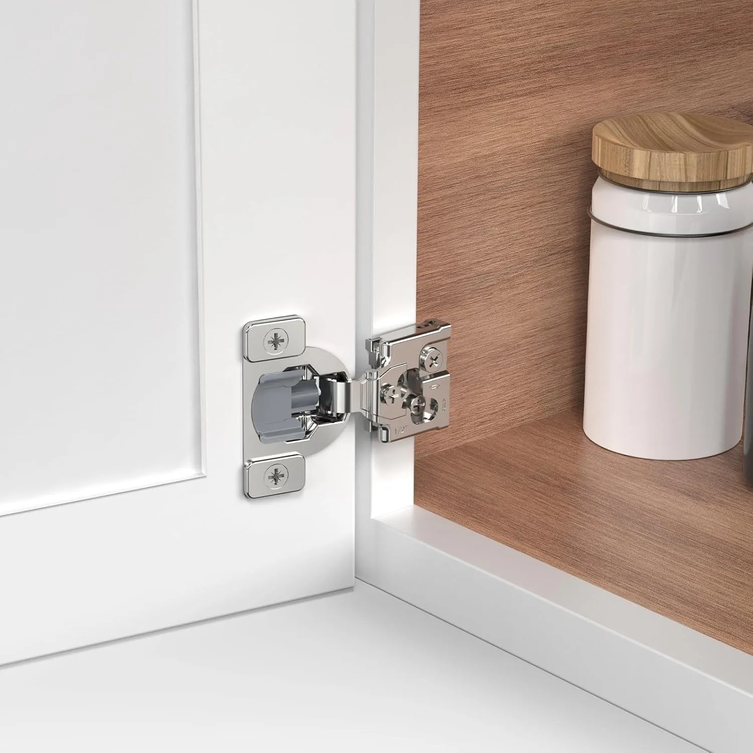 30 Pack 1/2" Overlay 3D Soft Close Concealed Hinge for Face Frame Door, Self Closing Hinges, 105° Smooth Slow Close Quite, Hidden Stainless Steel Hinge for Kitchen Cabinet Door, Satin Nickel
