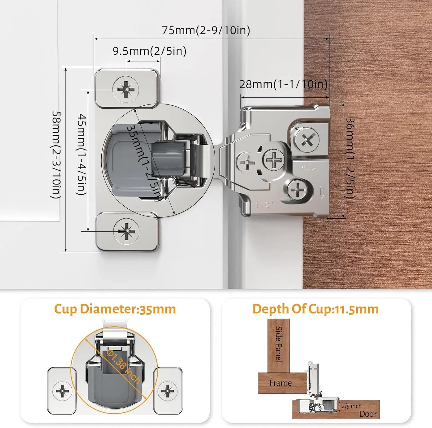 30 Pack 1/2" Overlay 3D Soft Close Concealed Hinge for Face Frame Door, Self Closing Hinges, 105° Smooth Slow Close Quite, Hidden Stainless Steel Hinge for Kitchen Cabinet Door, Satin Nickel