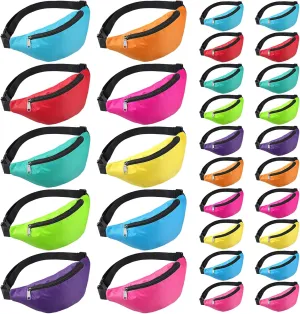 30 Pieces Neon Fanny Pack Bulk for Women Men Adjustable Waist Bag Exercising Hiking Running Waist Pack for Festival Travel Party Outdoor Activities, 10 Colors