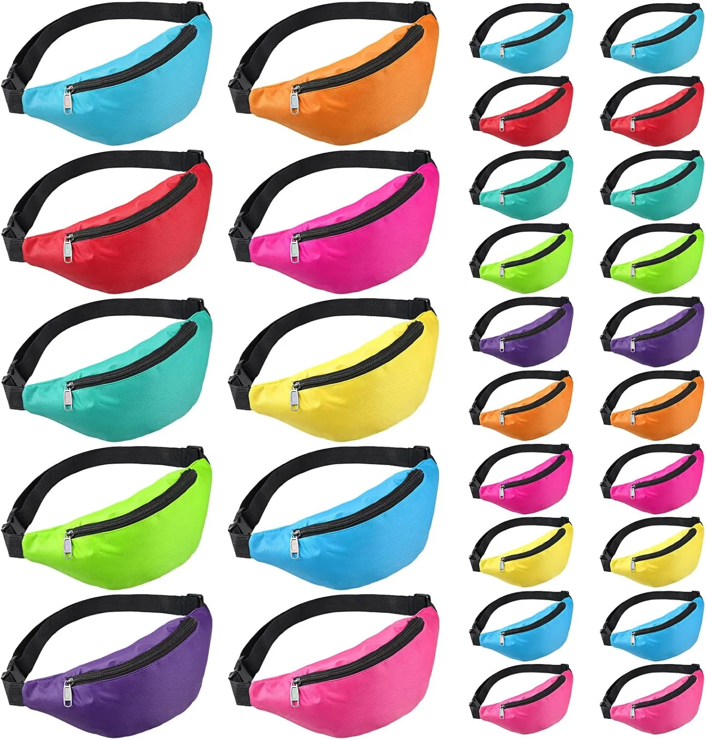 30 Pieces Neon Fanny Pack Bulk for Women Men Adjustable Waist Bag Exercising Hiking Running Waist Pack for Festival Travel Party Outdoor Activities, 10 Colors