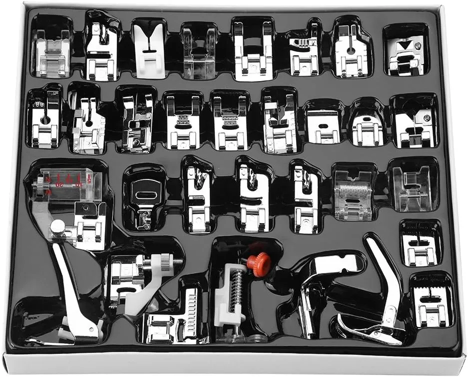 32 PCS Sewing Machine Presser Foot Feet Kit Set,for Brother, Baby Lock, Singer, Elna, Toyota, New Home, Simplicity, Janome, Kenmore Sewing Machine