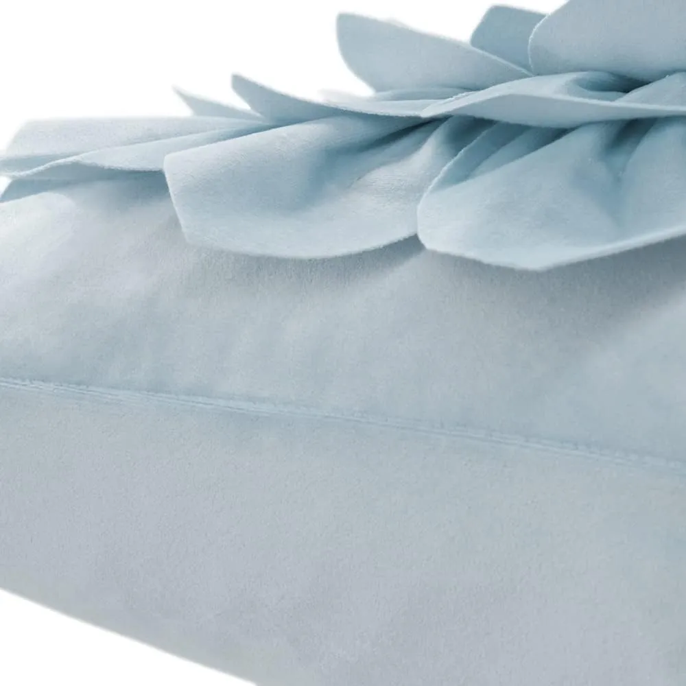 3D Flower Throw Pillow Covers Decorative Cushion Cases Soft Velvet Pillowcases Home Couch Car Bed Room Decor 18 x 18 Inch Blue