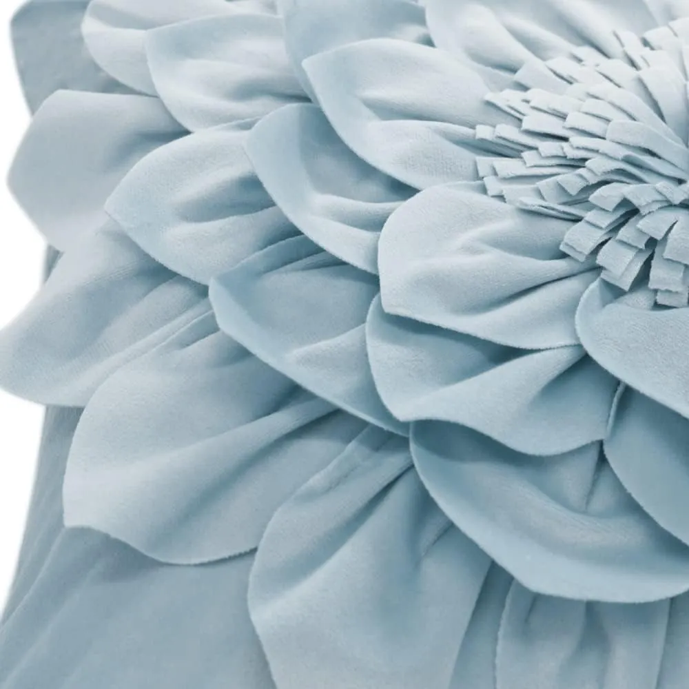 3D Flower Throw Pillow Covers Decorative Cushion Cases Soft Velvet Pillowcases Home Couch Car Bed Room Decor 18 x 18 Inch Blue