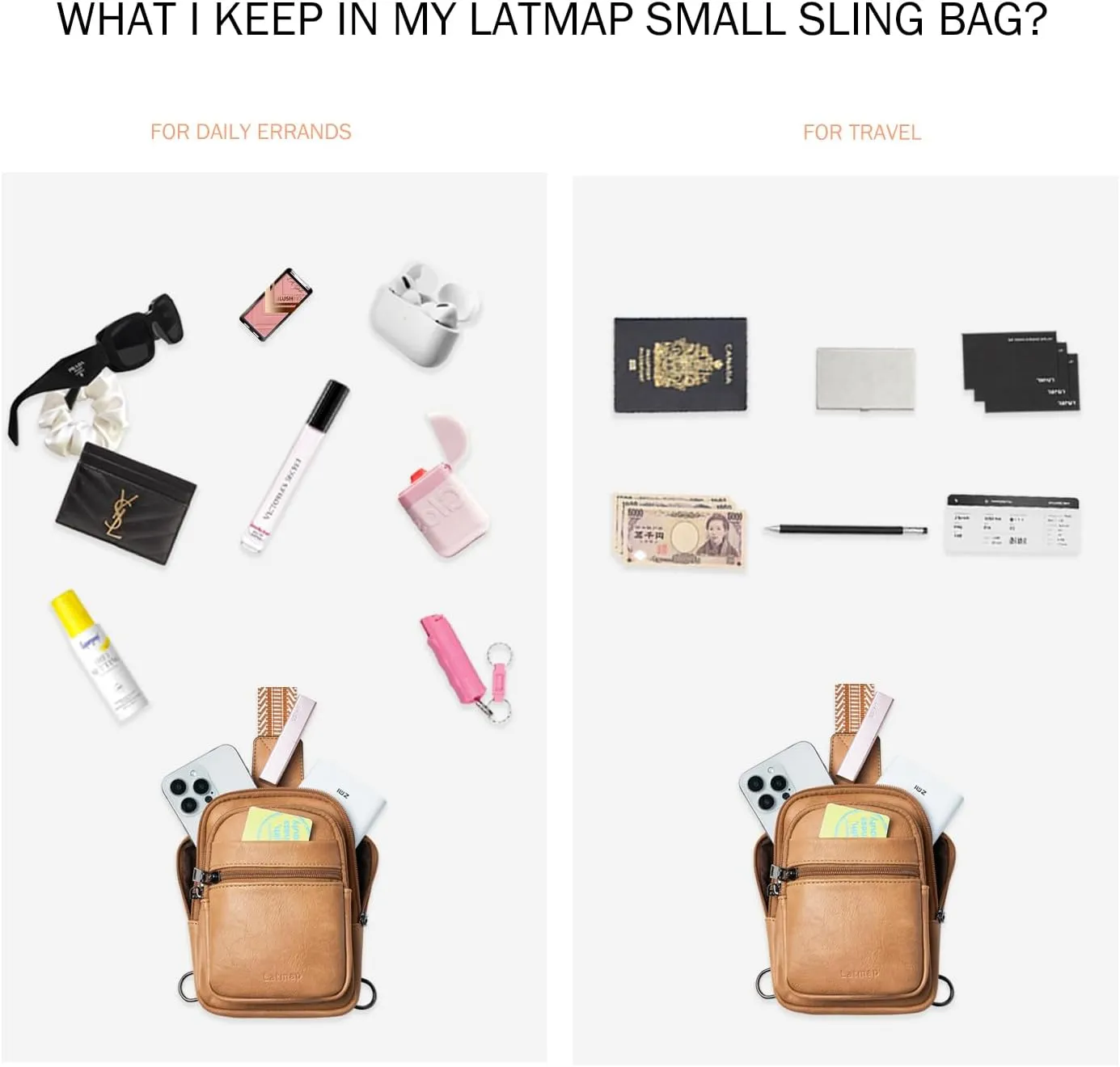 3L SMALL Sling Bag Fanny Packs For Women Men Mini Crossbody Chest Belt Travel Bag Purse Handbag Faux Leather Fashion Cute