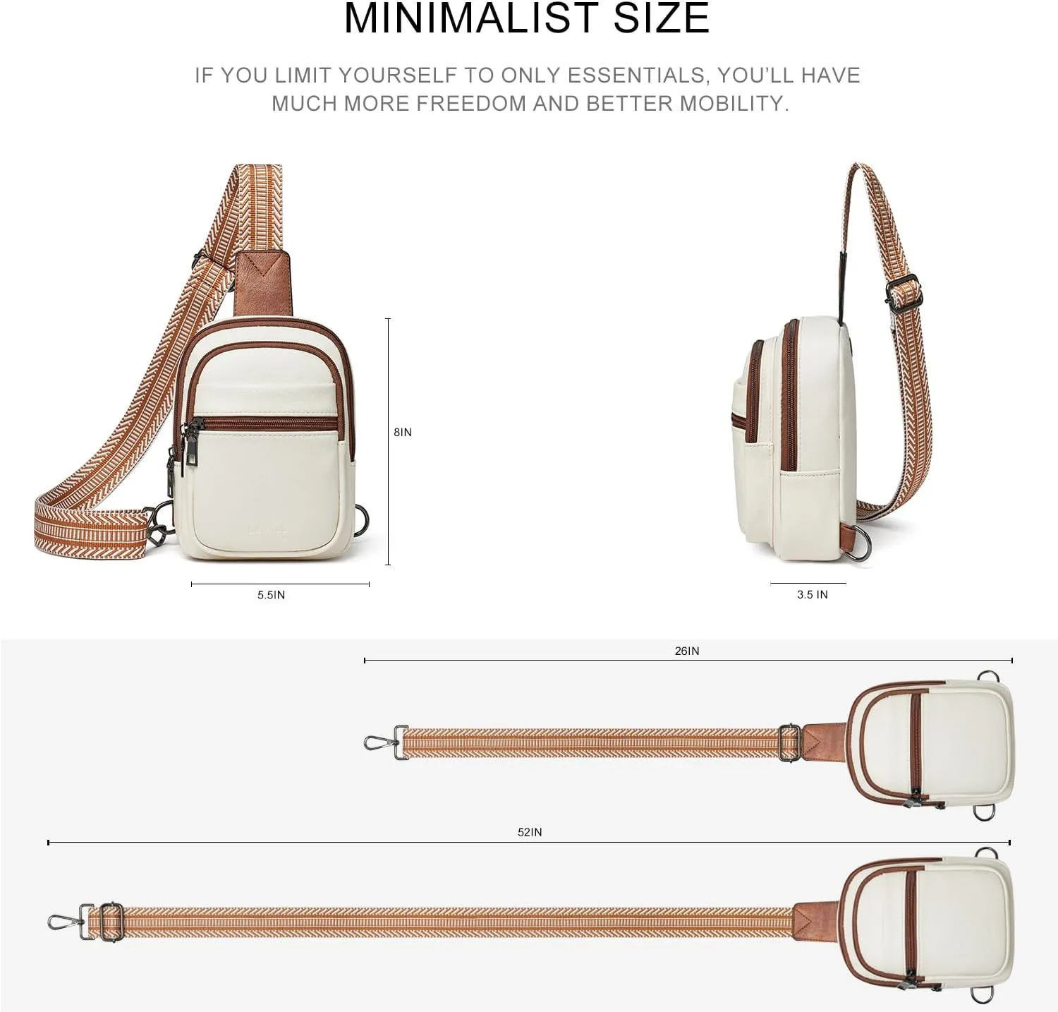 3L SMALL Sling Bag Fanny Packs For Women Men Mini Crossbody Chest Belt Travel Bag Purse Handbag Faux Leather Fashion Cute