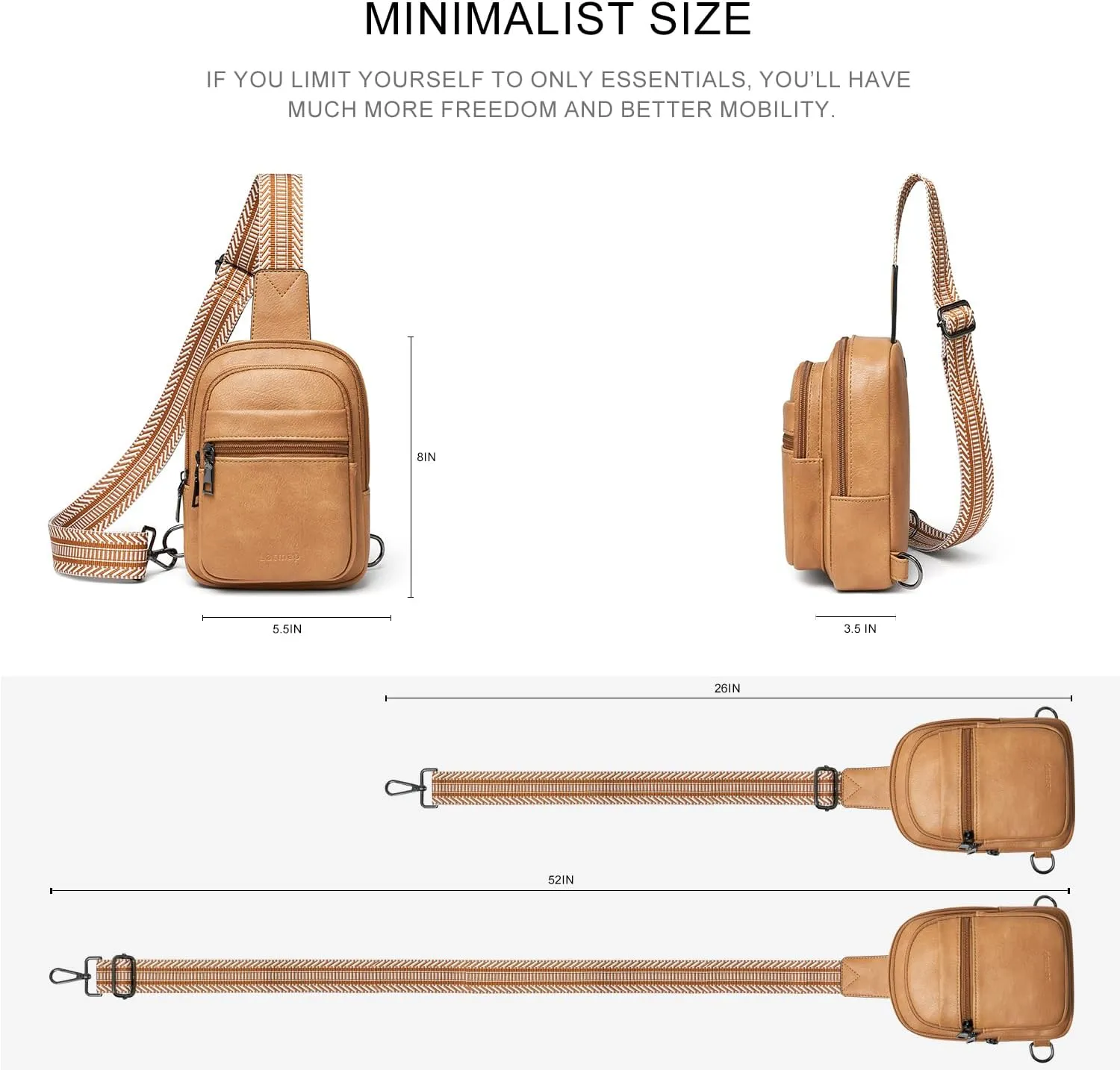 3L SMALL Sling Bag Fanny Packs For Women Men Mini Crossbody Chest Belt Travel Bag Purse Handbag Faux Leather Fashion Cute