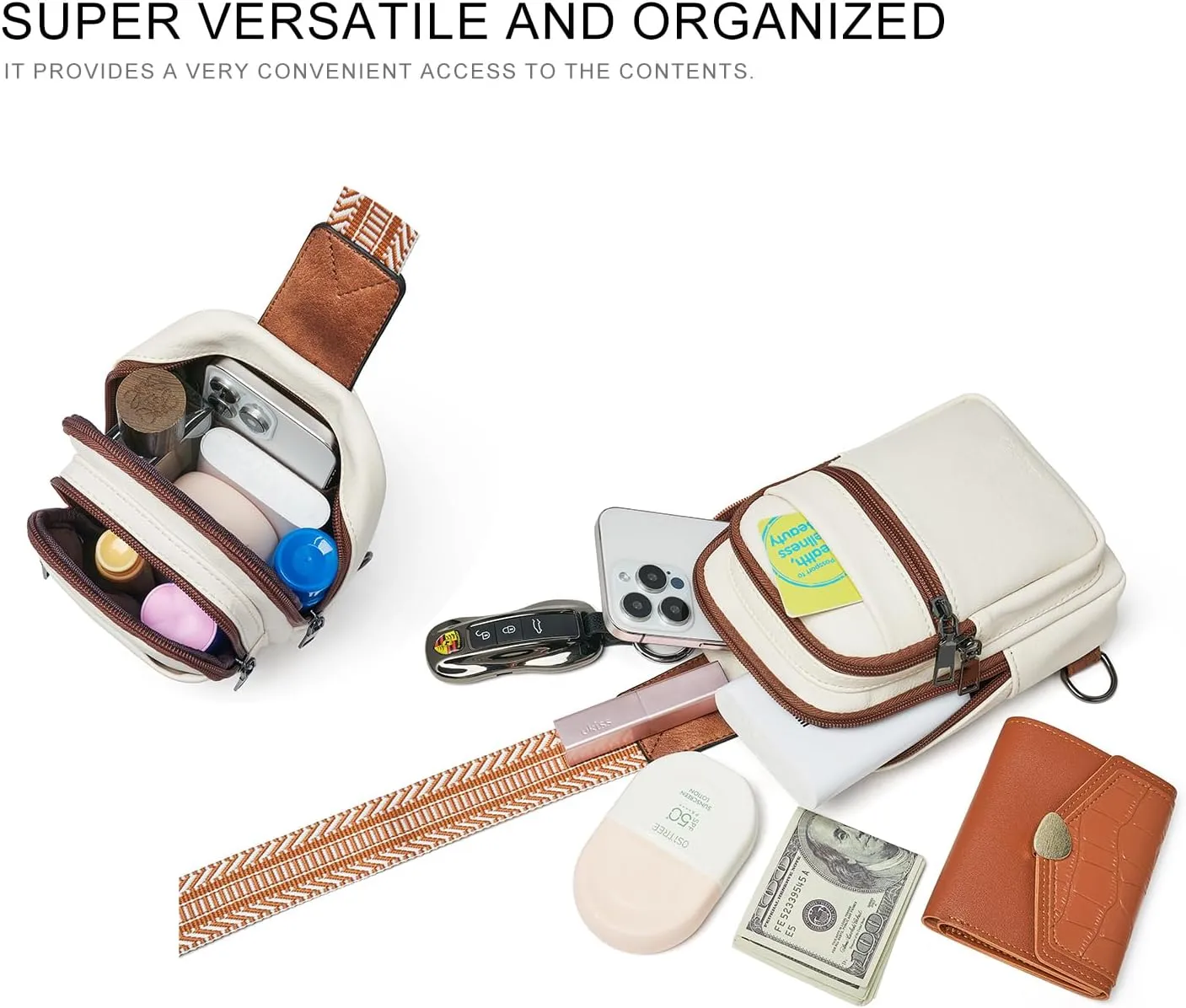 3L SMALL Sling Bag Fanny Packs For Women Men Mini Crossbody Chest Belt Travel Bag Purse Handbag Faux Leather Fashion Cute