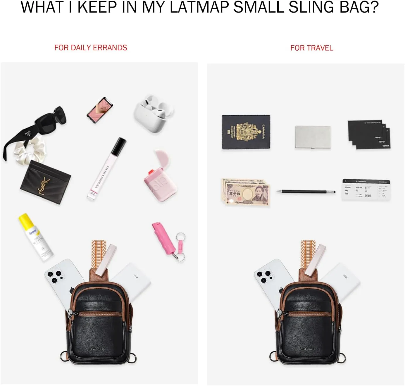 3L SMALL Sling Bag Fanny Packs For Women Men Mini Crossbody Chest Belt Travel Bag Purse Handbag Faux Leather Fashion Cute