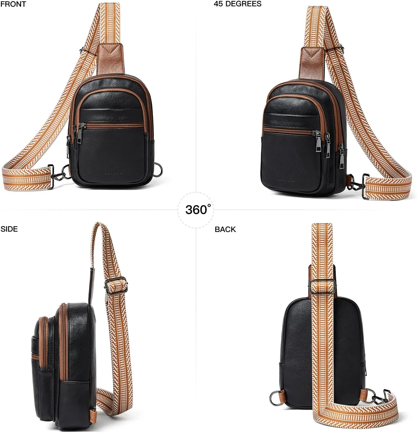 3L SMALL Sling Bag Fanny Packs For Women Men Mini Crossbody Chest Belt Travel Bag Purse Handbag Faux Leather Fashion Cute