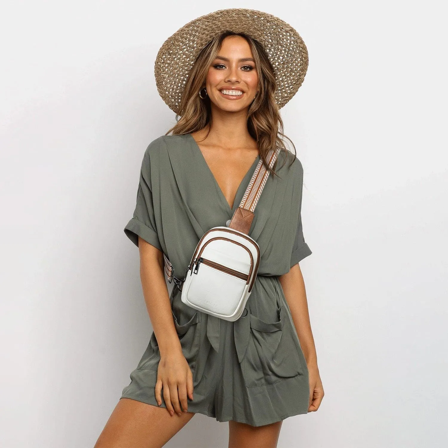 3L SMALL Sling Bag Fanny Packs For Women Men Mini Crossbody Chest Belt Travel Bag Purse Handbag Faux Leather Fashion Cute