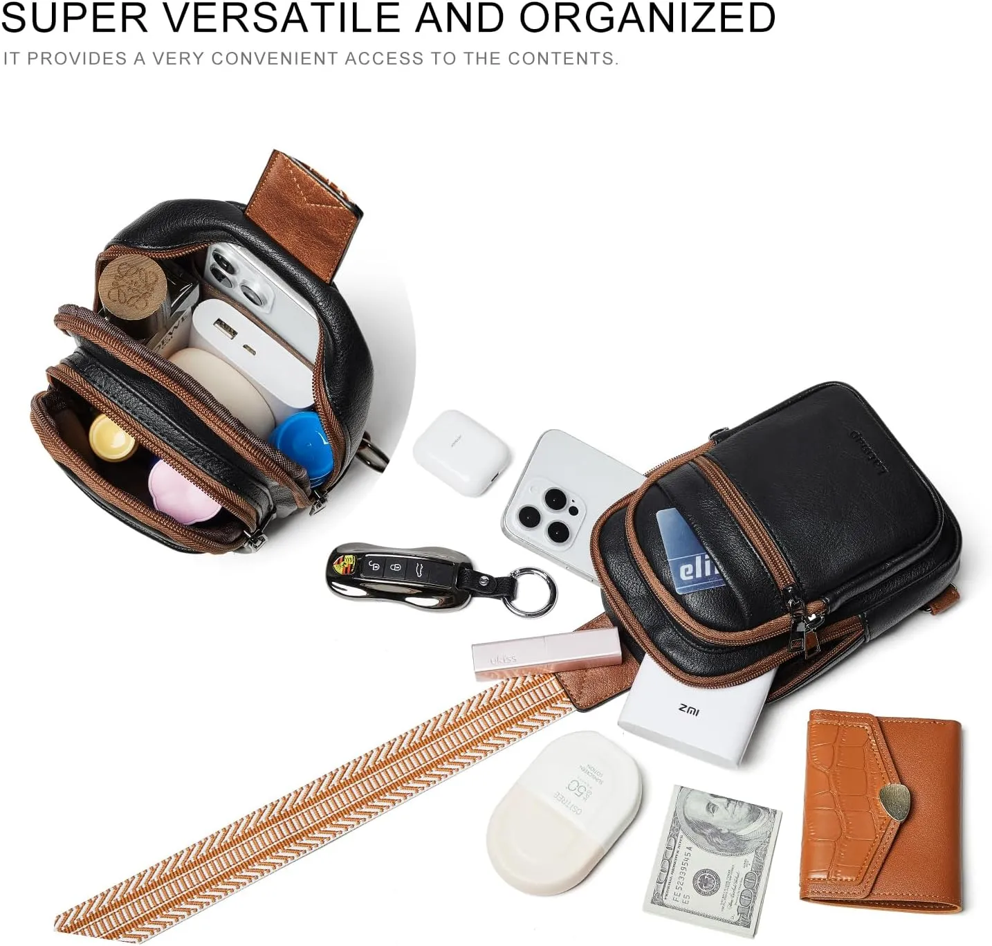 3L SMALL Sling Bag Fanny Packs For Women Men Mini Crossbody Chest Belt Travel Bag Purse Handbag Faux Leather Fashion Cute