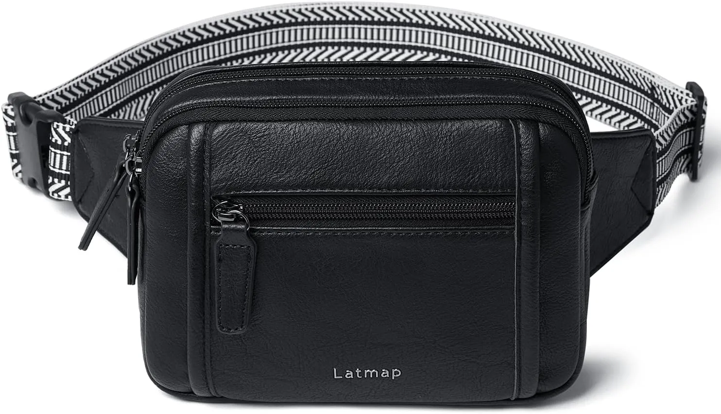 3L TRIPLE ZIP Fanny Packs Belt Bag For Women Men Crossbody Waist Pack Sling Chest Bum Travel Bag Purse Faux Leather Fashion Cute Black