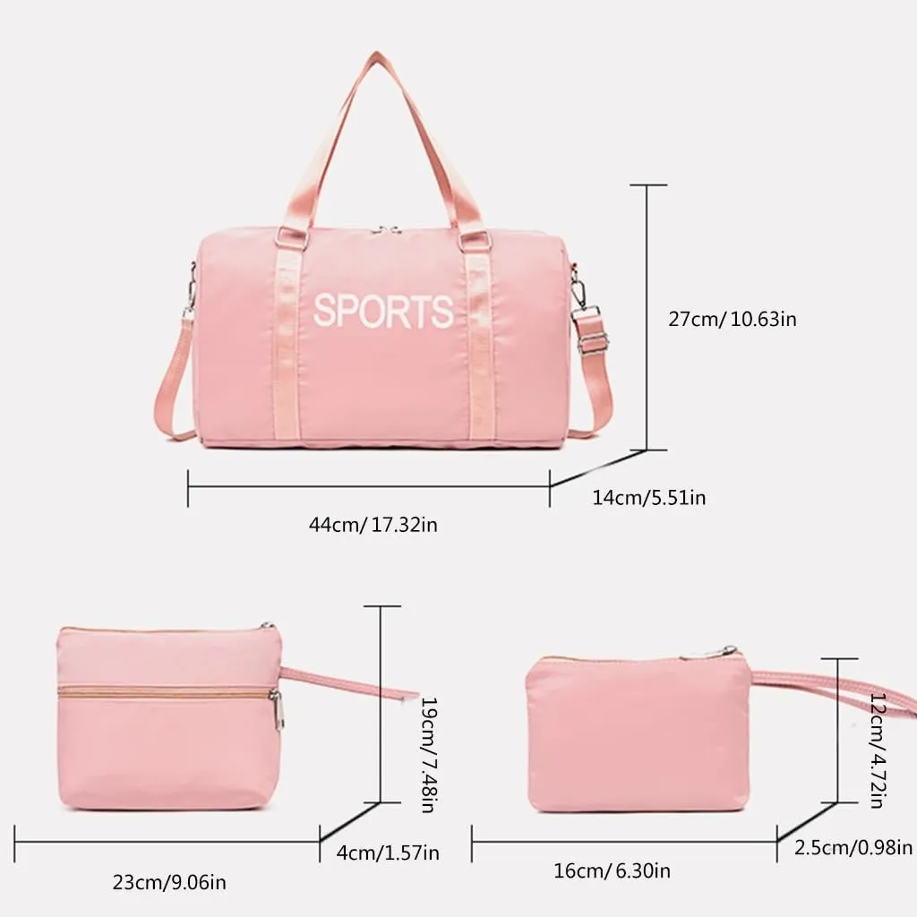 3pcs Fashionable Travel Shoulder Bag Set with Letter Print Large Capacity Fitness Gym Bags Nylon Sports Handbag