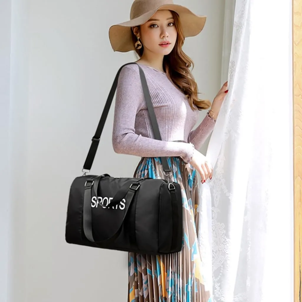 3pcs Fashionable Travel Shoulder Bag Set with Letter Print Large Capacity Fitness Gym Bags Nylon Sports Handbag