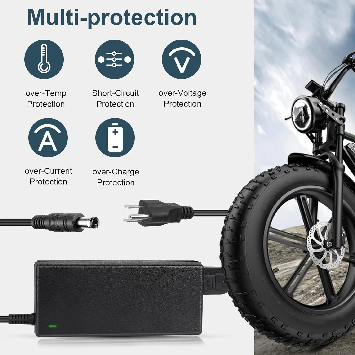 42V 2A Universal Scooter Charger with 7 Connections, 7 in 1 for Jetson, Gotrax Bike Electric Scooter, ninebot Electric Scooter Charger for 36V 10S Li-ion Battery.