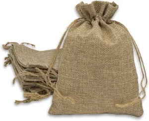 48-Pack 5.5x7.75 Natural Burlap Gift Bags w. Drawstring (Natural Brown, Medium) for Party Favors, Presents or DIY Craft by TheDisplayGuys