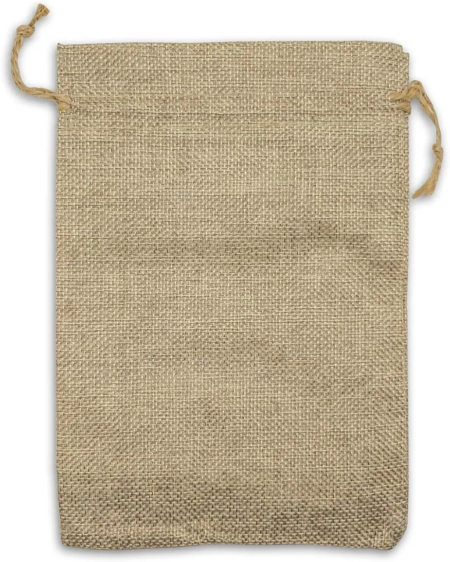 48-Pack 5.5x7.75 Natural Burlap Gift Bags w. Drawstring (Natural Brown, Medium) for Party Favors, Presents or DIY Craft by TheDisplayGuys
