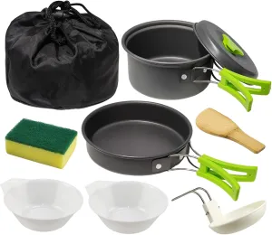 7Pcs Camping Pan Set - Backpack Cookware Pot and Pans Set, Survival Cooking Kit for Hiking, Picnic