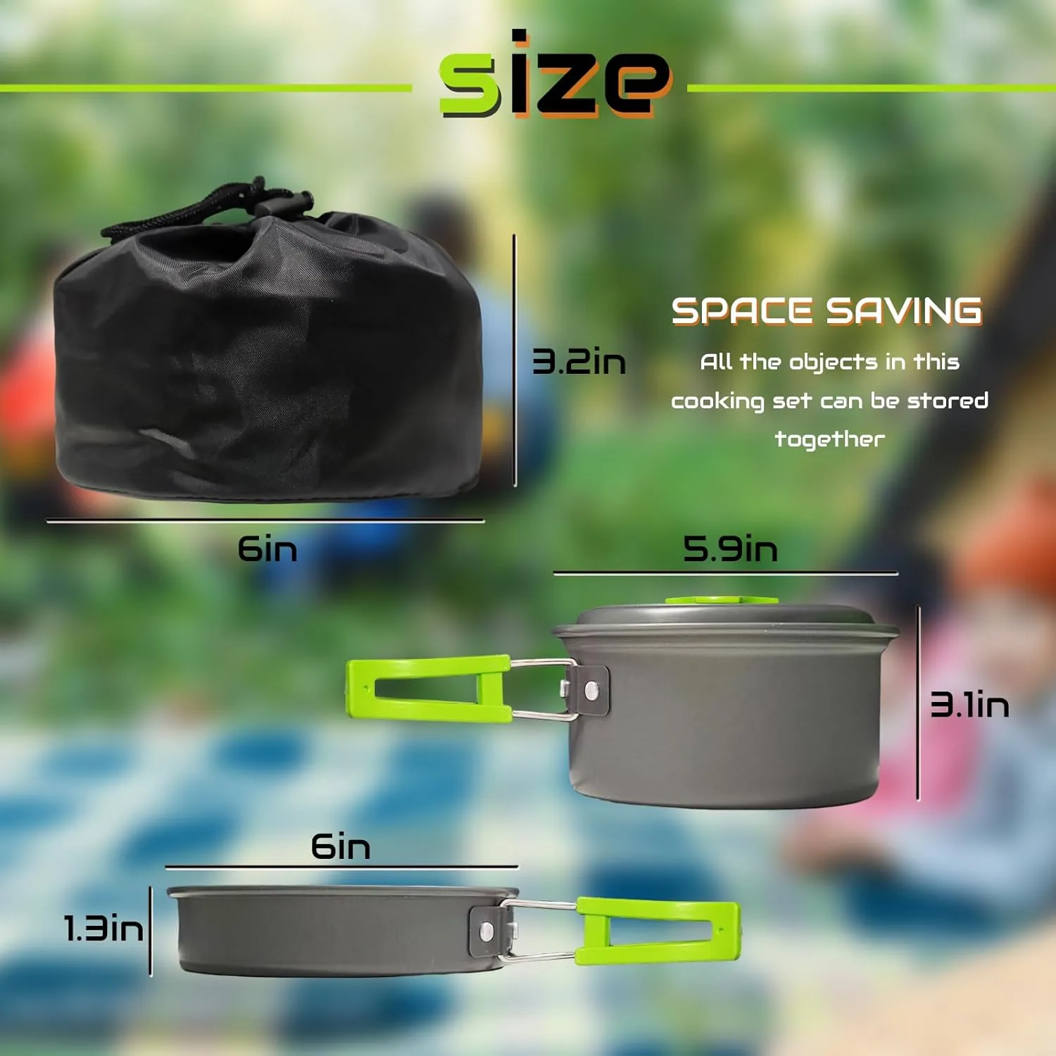 7Pcs Camping Pan Set - Backpack Cookware Pot and Pans Set, Survival Cooking Kit for Hiking, Picnic