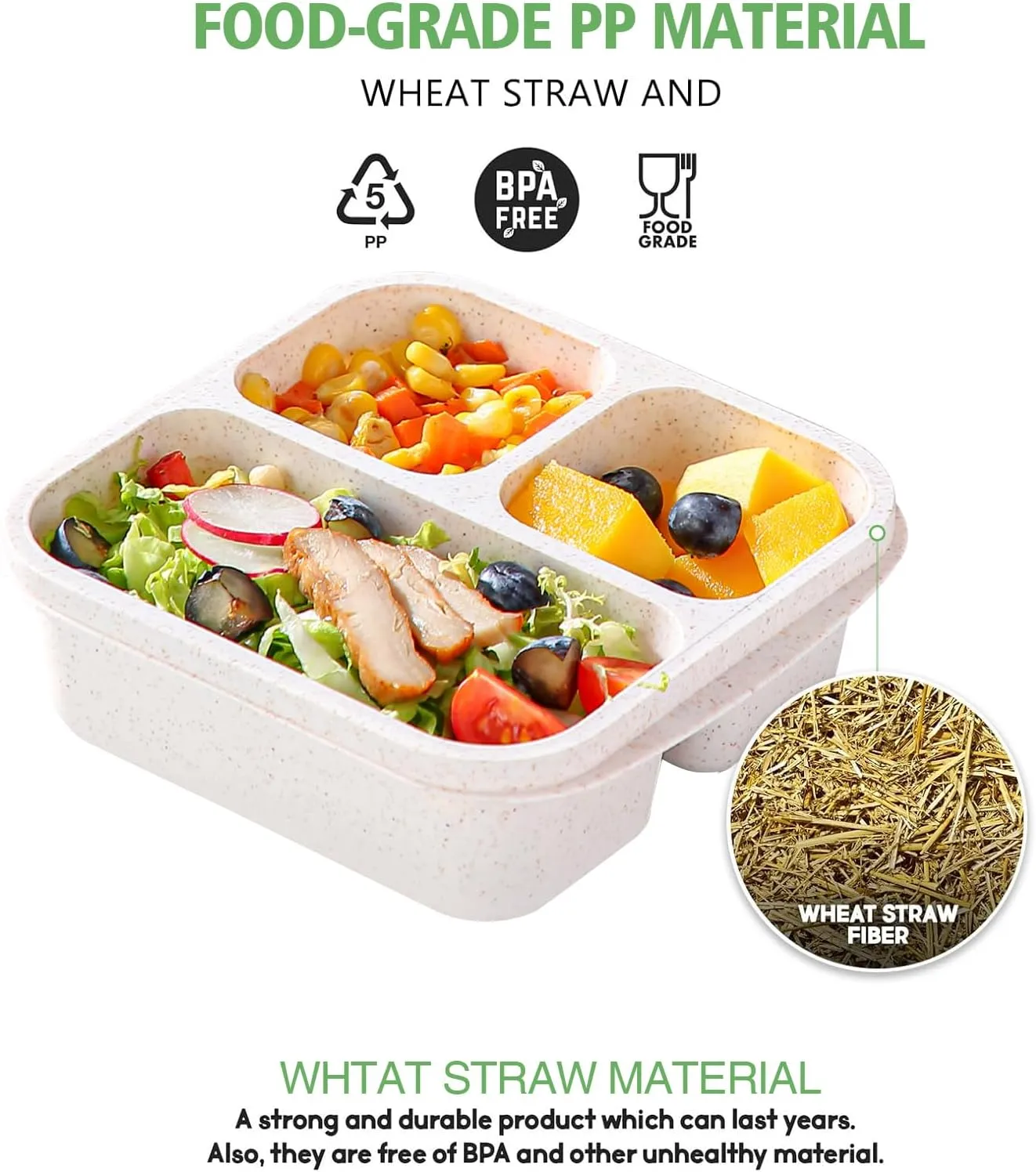 8 Pack Bento Box Lunch Container for Kids with Forks, Divided Lunch Boxes Meal Prep Food Storage Containers for Adults, Reusable Portion Control Container for School Work Travel Camp (20 OZ)