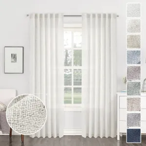 95 Inch Length Curtains 2 Panels Set Rod Pocket Linen Window Sheer Privacy Decorative Curtain Drapes for Living Room Bedroom,50x95 in Long,Ivory(Cream/Off White)