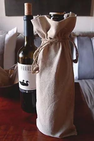 ABC-usnumber1seller Natural Linen Wine Bags with Drawstrings - 12 Pack