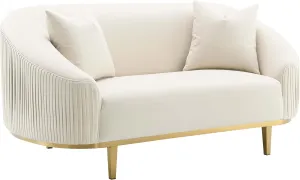 Acme Martina Armrest Loveseat with 2 Pillows in Ivory