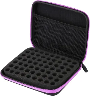 Acouto 63 Slots Essential Oil Storage Organizer Carrying Case, Portable Aromatherapy Essential Oil Bag Box Nail Polish Holders, for Fragrance Oils, Nail Polish 1ML 2ML 3ML (Purple)