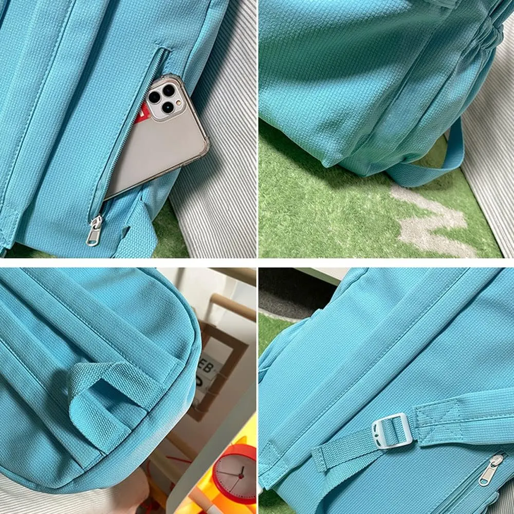 Aesthetic Backpack Cute Backpack School Supplies Laptop Bag for Teens Girls Women Students Solid Color
