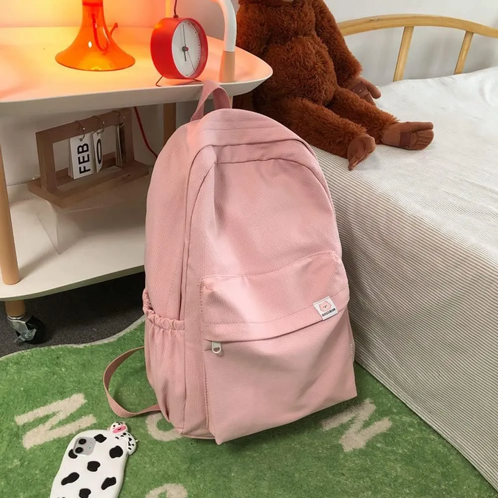 Aesthetic Backpack Cute Backpack School Supplies Laptop Bag for Teens Girls Women Students Solid Color