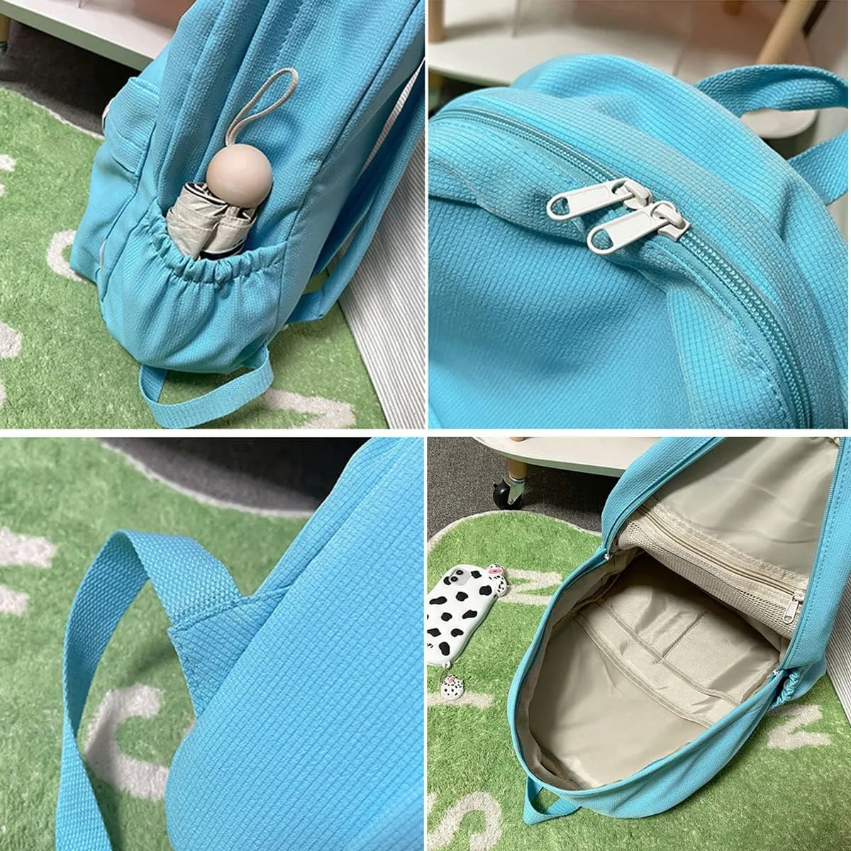 Aesthetic Backpack Cute Backpack School Supplies Laptop Bag for Teens Girls Women Students Solid Color