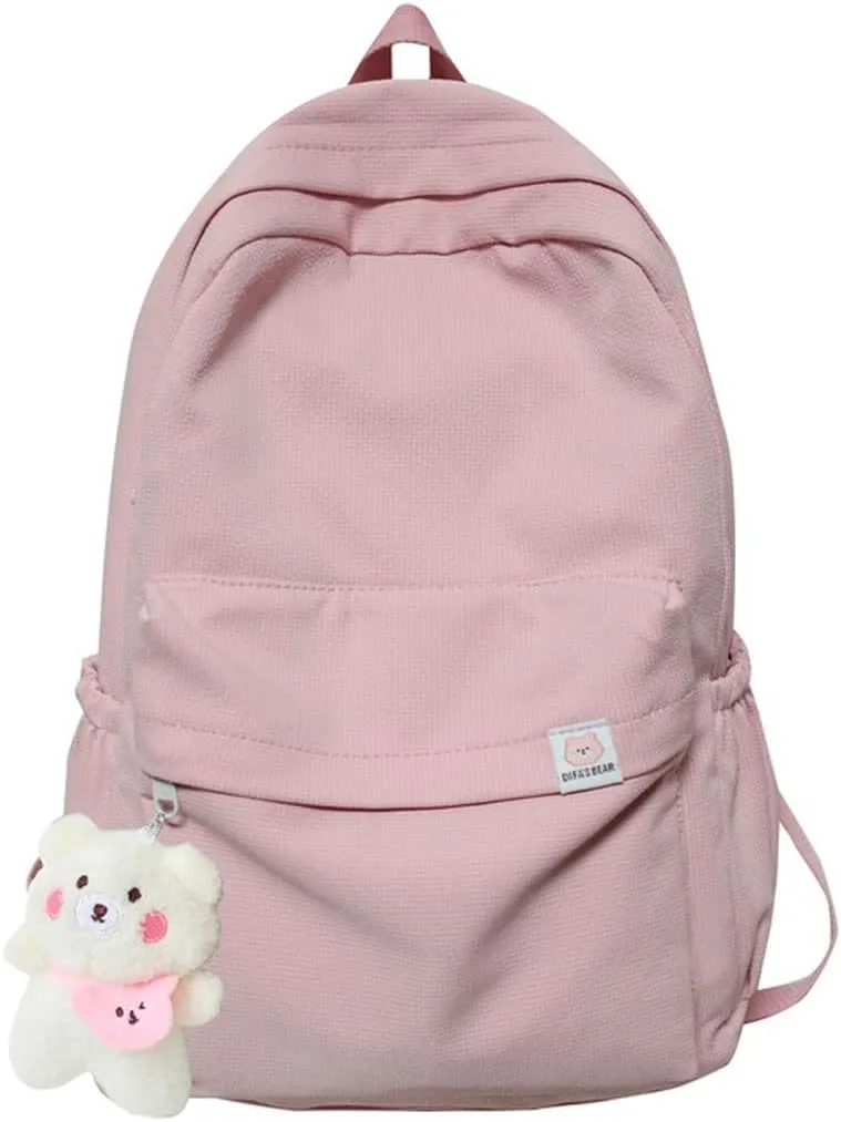 Aesthetic Backpack Cute Backpack School Supplies Laptop Bag for Teens Girls Women Students Solid Color