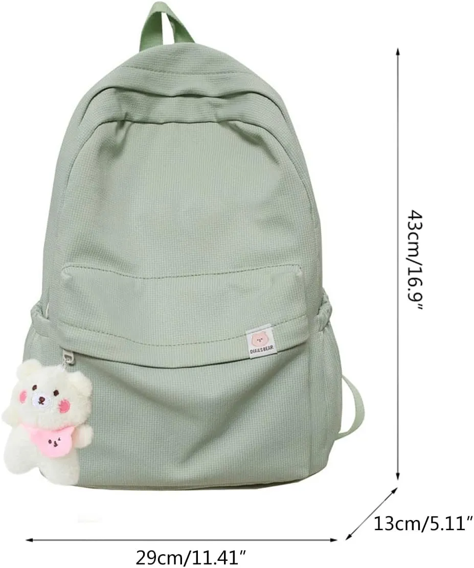 Aesthetic Backpack Cute Backpack School Supplies Laptop Bag for Teens Girls Women Students Solid Color