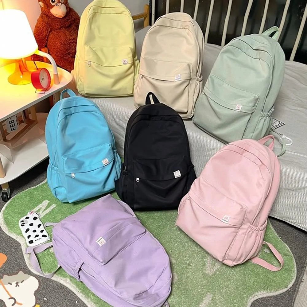 Aesthetic Backpack Cute Backpack School Supplies Laptop Bag for Teens Girls Women Students Solid Color